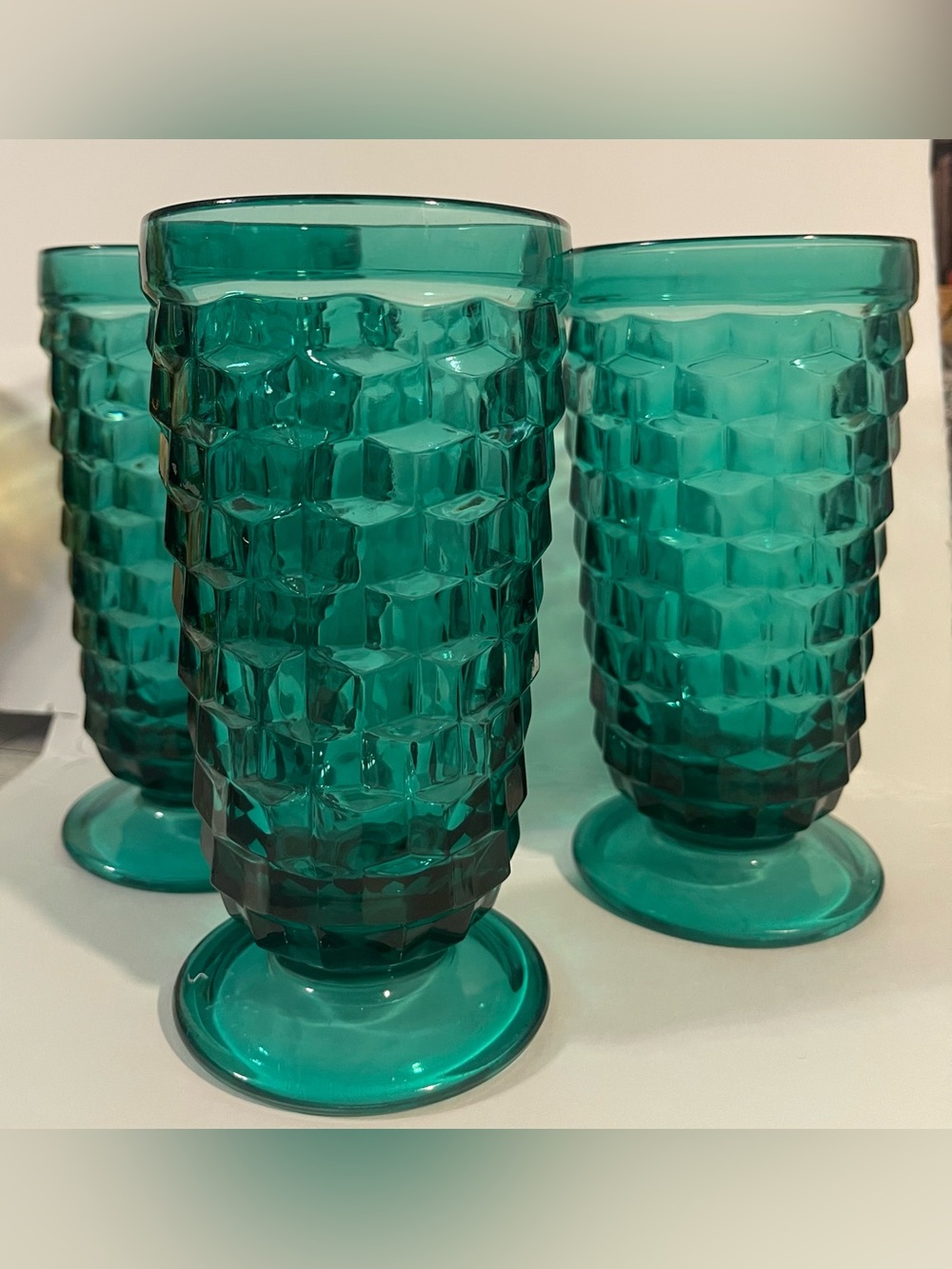 Whitehall Teal Green Colony Drinking Glasses. Set of 3